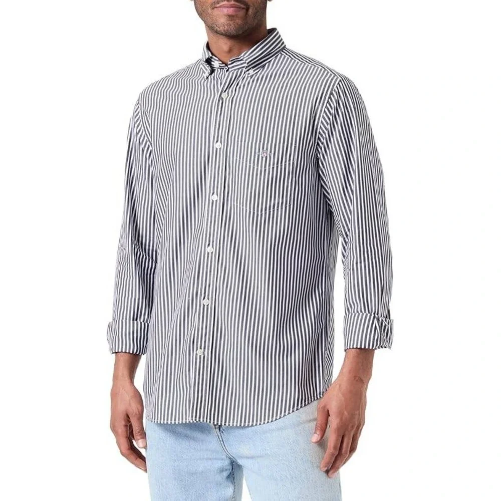 J. Crew Men's Striped Printed Collared Long Sleeve Stretch Button Up Shirt Sz XL